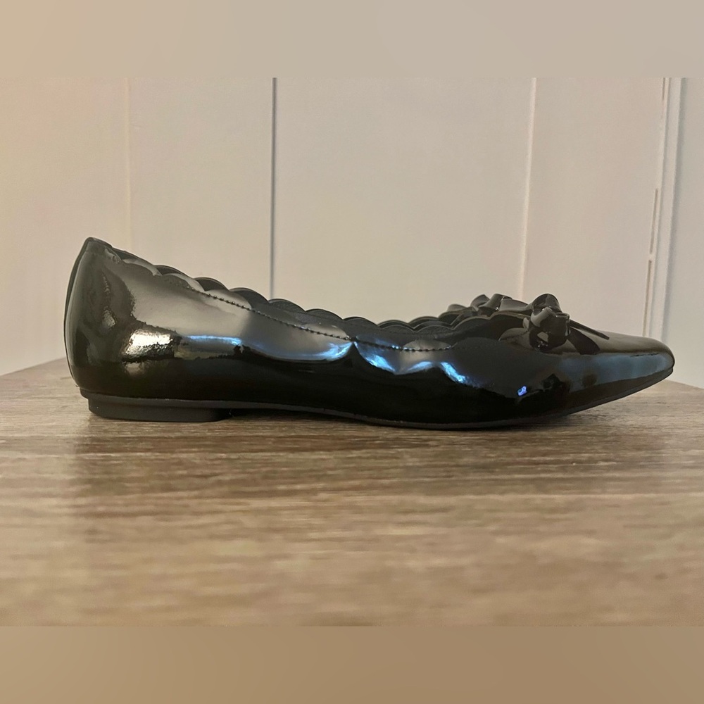 kate spade Black Patent Pointed-Toe Ballet Flats with Bow - Picture 3 of 7